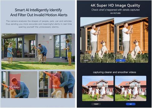 4K Camera Solar Security Camera Outdoor Wireless ، 360 ° PTZ Auto Tracking ، 20x Zoom & Pir Motion ، 4G/WiFi IP66 ، 20000mAh بطارية ، رؤية ليلية ملونة للأمن المنزلي (4G (20x)) in Kuwait
