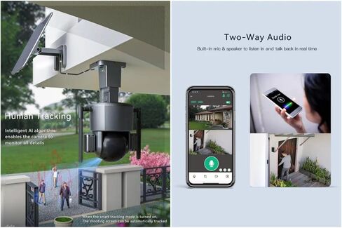 4K Camera Solar Security Camera Outdoor Wireless ، 360 ° PTZ Auto Tracking ، 20x Zoom & Pir Motion ، 4G/WiFi IP66 ، 20000mAh بطارية ، رؤية ليلية ملونة للأمن المنزلي (4G (20x)) in Kuwait