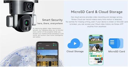 4K Camera Solar Security Camera Outdoor Wireless ، 360 ° PTZ Auto Tracking ، 20x Zoom & Pir Motion ، 4G/WiFi IP66 ، 20000mAh بطارية ، رؤية ليلية ملونة للأمن المنزلي (4G (20x)) in Kuwait