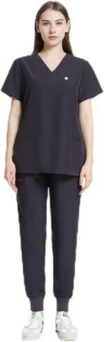 Uniforms World Scrubs for Women Set - Stretch Scrub Top & Pants with 8 Pockets, Yoga Waistband, Anti Wrinkle, Slim Fit in Saudi Arabia