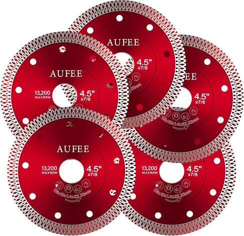 5 Pcs Diamond Saw Blades, 4-1/2'' Tile Cutting Blades for Angle Grinder, Glass Cutting Disc Grinder Blades for Cutting Porcelain Ceramic Granite Marble (Red) in Kuwait