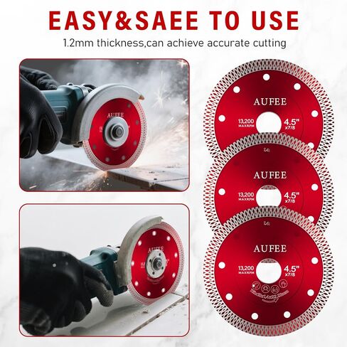 5 Pcs Diamond Saw Blades, 4-1/2'' Tile Cutting Blades for Angle Grinder, Glass Cutting Disc Grinder Blades for Cutting Porcelain Ceramic Granite Marble (Red) in Kuwait