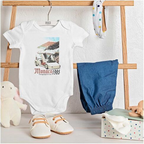 Brisco Brands Monaco 1985 Vintage Sports Car Baby Bodysuit Boys in Saudi Arabia