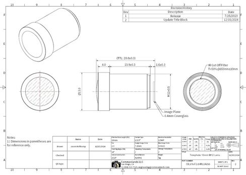 18mm M12 Lens Telephoto Short TTL Commonlands CIL178-F2.0-M12ANIR in Kuwait