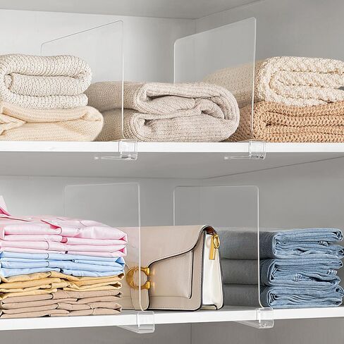 HBlife 12 Inches Tall [Extra Tall Version] Clear Shelf Dividers, 12 Pack Purse Organizer for Closet Perfect for Sweater, Shirts, Handbags, Acrylic Adjustable Bookshelf for Organization in Saudi Arabia