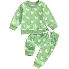 Toddler Boy Girl Outfits Baby Farm Fall Winter Clothes Infant Chicken Sweatshirt Pullover Pants Cute Kids Set in Saudi Arabia