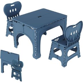 UNICOO® Kids Folding Table and Chairs Set, Kids Table and Chairs Foldable, Foldable Activity Table, Portable Picnic Table, Ideal for Indoor and Outdoor Use, Durable and Easy to Store (599)(Teal) in Kuwait