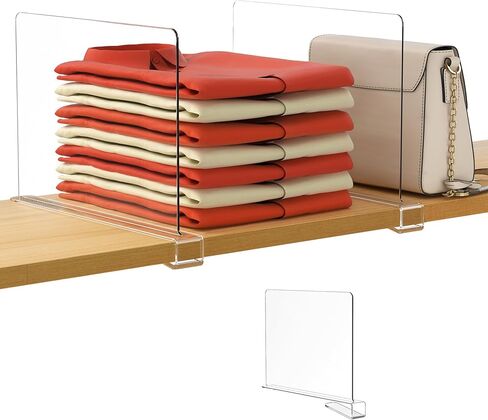 HBlife 12 Inches Tall [Extra Tall Version] Clear Shelf Dividers, 12 Pack Purse Organizer for Closet Perfect for Sweater, Shirts, Handbags, Acrylic Adjustable Bookshelf for Organization in Saudi Arabia