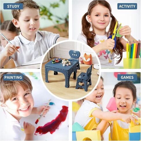 UNICOO® Kids Folding Table and Chairs Set, Kids Table and Chairs Foldable, Foldable Activity Table, Portable Picnic Table, Ideal for Indoor and Outdoor Use, Durable and Easy to Store (599)(Teal) in Kuwait