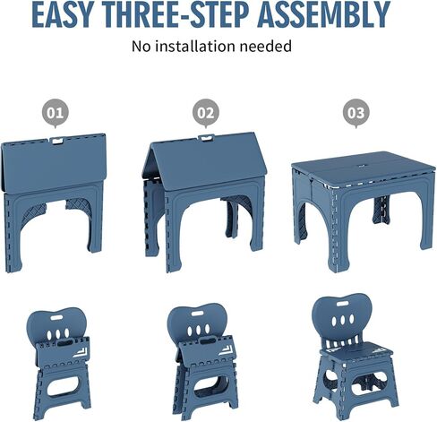 UNICOO® Kids Folding Table and Chairs Set, Kids Table and Chairs Foldable, Foldable Activity Table, Portable Picnic Table, Ideal for Indoor and Outdoor Use, Durable and Easy to Store (599)(Teal) in Kuwait