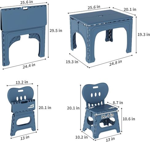 UNICOO® Kids Folding Table and Chairs Set, Kids Table and Chairs Foldable, Foldable Activity Table, Portable Picnic Table, Ideal for Indoor and Outdoor Use, Durable and Easy to Store (599)(Teal) in Kuwait