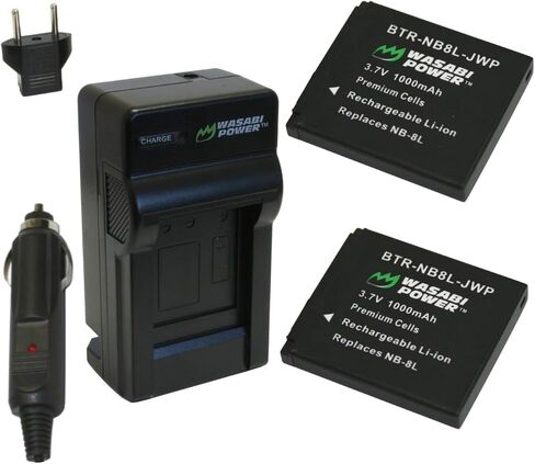 Wasabi Power Battery (2-Pack) and Charger for Canon NB-8L and Canon PowerShot A2200, A3000 is, A3100 is, A3200 is, A3300 is in Saudi Arabia