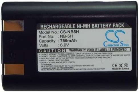 Cameron Sino Battery for Canon PowerShot 600 ، PowerShot A5 Zoom ، PowerShot A50 ، PowerShot D350 ، PowerShot S10 ، PowerShot S20 PN: Canon NB-5H 750mAh in Kuwait