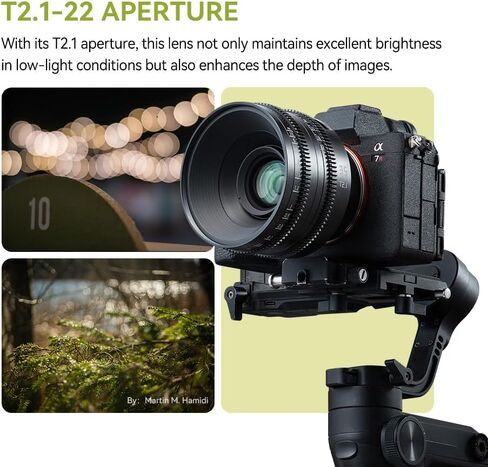 TTArtisan 35mm T2.1 Cine Lens for Sony E Mount Full Frame Manual Dual Bokeh Cinematic Lens Video Film,Compatible with Sony A7III, A7RIV,A7R4, A9, FX3, A6400 in Saudi Arabia