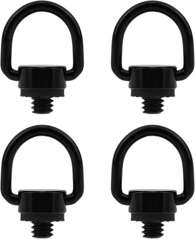4pcs D Ring Screw Hinged Holder, Stainless Steel 1/4"-20 Thread Camera Fixing Screw Quick Release Carabiner Clips Attachment for DSLR Cameras Tripods Selfie Sticks Wrist Straps (Black) in Saudi Arabia