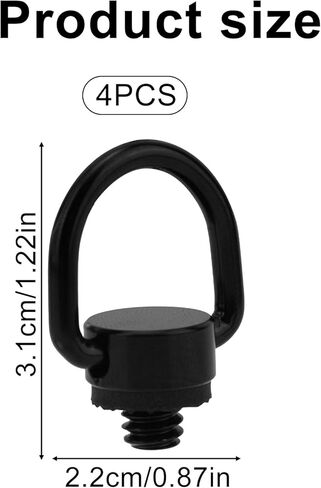 4pcs D Ring Screw Hinged Holder, Stainless Steel 1/4"-20 Thread Camera Fixing Screw Quick Release Carabiner Clips Attachment for DSLR Cameras Tripods Selfie Sticks Wrist Straps (Black) in Saudi Arabia