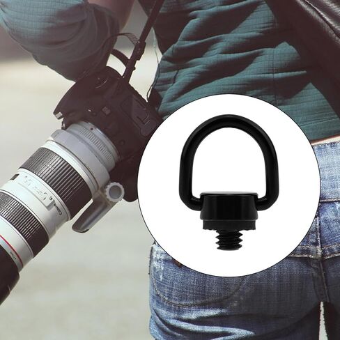 4pcs D Ring Screw Hinged Holder, Stainless Steel 1/4"-20 Thread Camera Fixing Screw Quick Release Carabiner Clips Attachment for DSLR Cameras Tripods Selfie Sticks Wrist Straps (Black) in Saudi Arabia