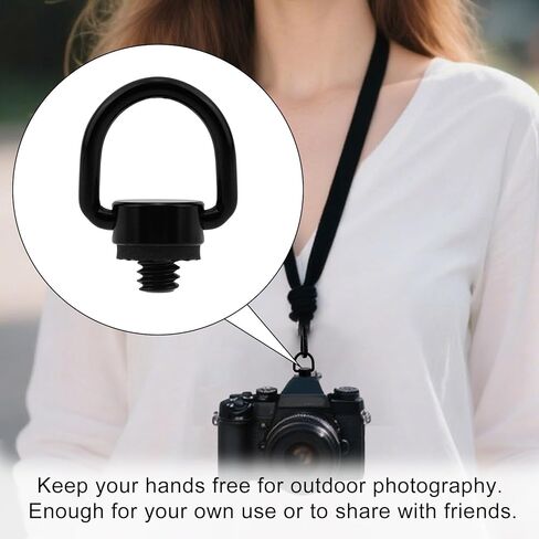 4pcs D Ring Screw Hinged Holder, Stainless Steel 1/4"-20 Thread Camera Fixing Screw Quick Release Carabiner Clips Attachment for DSLR Cameras Tripods Selfie Sticks Wrist Straps (Black) in Saudi Arabia