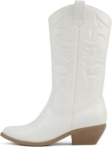 Soda Rider ~ Women Mid-Calf Western Cowboy Boots with Pointed Toe & Side Zipper in Kuwait