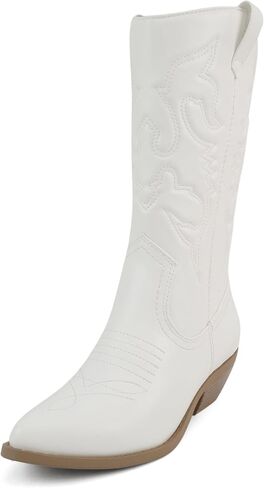 Soda Rider ~ Women Mid-Calf Western Cowboy Boots with Pointed Toe & Side Zipper in Kuwait