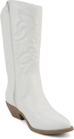 Soda Rider ~ Women Mid-Calf Western Cowboy Boots with Pointed Toe & Side Zipper in Kuwait