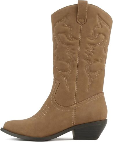 Soda Rider ~ Women Mid-Calf Western Cowboy Boots with Pointed Toe & Side Zipper in Kuwait