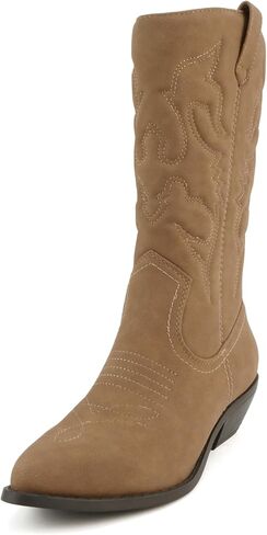 Soda Rider ~ Women Mid-Calf Western Cowboy Boots with Pointed Toe & Side Zipper in Kuwait