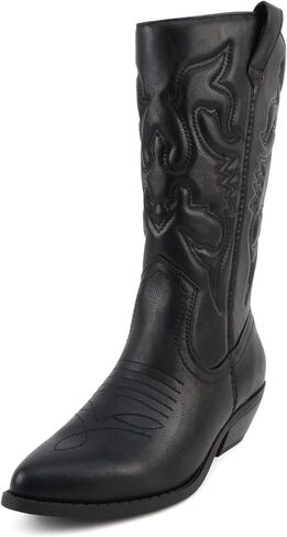 Soda Rider ~ Women Mid-Calf Western Cowboy Boots with Pointed Toe & Side Zipper in Saudi Arabia