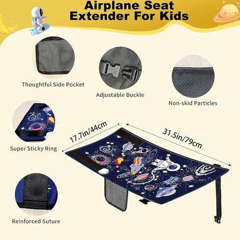 سرير طائرة من Pandaear Toddler ، سرير سفر سفر موسع لمقعد الطائرات ، أساسيات سفر صغار محمولة للرحلات ، مسند القدمين سهل التنظيف وقابل للنفخ ، الأزرق in Saudi Arabia