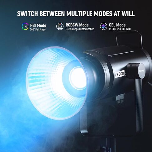 NEEWER 300W RGB LED Video Light with Reflector, APP & 2.4G Control, 2500K-7500K CCT, CRI97+, 29600Lux/1m, 17 Scenes, Bowens Mount Continuous Lighting for Studio Photography Recording Streaming, CB300C in Saudi Arabia