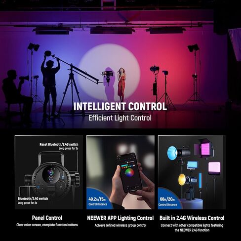 NEEWER 300W RGB LED Video Light with Reflector, APP & 2.4G Control, 2500K-7500K CCT, CRI97+, 29600Lux/1m, 17 Scenes, Bowens Mount Continuous Lighting for Studio Photography Recording Streaming, CB300C in Saudi Arabia