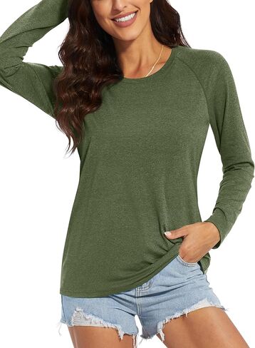 MAGCOMSEN Women's Long Sleeve Shirts UPF 50+ Sun Protection Running Fishing Workout T Shirts in Saudi Arabia