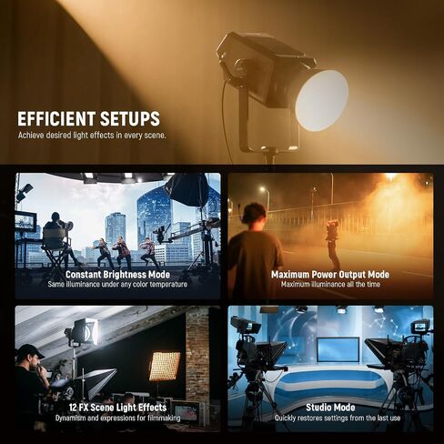 NEEWER 300W RGB LED Video Light with Reflector, APP & 2.4G Control, 2500K-7500K CCT, CRI97+, 29600Lux/1m, 17 Scenes, Bowens Mount Continuous Lighting for Studio Photography Recording Streaming, CB300C in Saudi Arabia