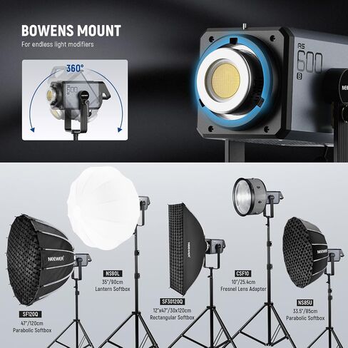 NEEWER 300W RGB LED Video Light with Reflector, APP & 2.4G Control, 2500K-7500K CCT, CRI97+, 29600Lux/1m, 17 Scenes, Bowens Mount Continuous Lighting for Studio Photography Recording Streaming, CB300C in Saudi Arabia