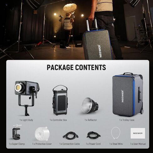 NEEWER 300W RGB LED Video Light with Reflector, APP & 2.4G Control, 2500K-7500K CCT, CRI97+, 29600Lux/1m, 17 Scenes, Bowens Mount Continuous Lighting for Studio Photography Recording Streaming, CB300C in Saudi Arabia