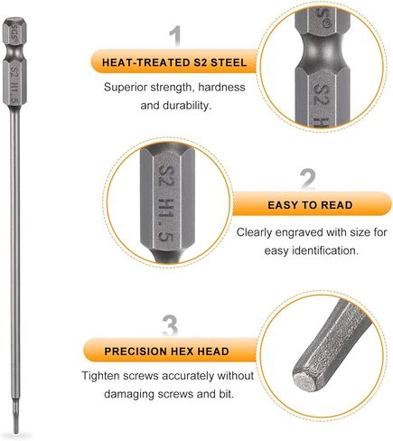 HARFINGTON 2pcs H6.0 Hex Head Drill Bit Wrench 6mm Metric Flat Tip 1/4" Hex Shank 300mm (12") Long Magnetic Hexagonal Screw Driver Socket Industrial Screwdriver Power Bits in Saudi Arabia