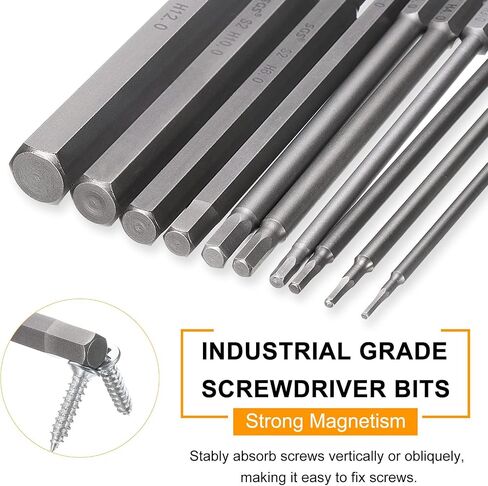 HARFINGTON 2pcs H6.0 Hex Head Drill Bit Wrench 6mm Metric Flat Tip 1/4" Hex Shank 300mm (12") Long Magnetic Hexagonal Screw Driver Socket Industrial Screwdriver Power Bits in Saudi Arabia