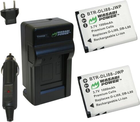 Wasabi Power Battery (2-Pack) and Charger for Toshiba PX1686 and Toshiba Camileo BW10, SX500, SX900 in Saudi Arabia