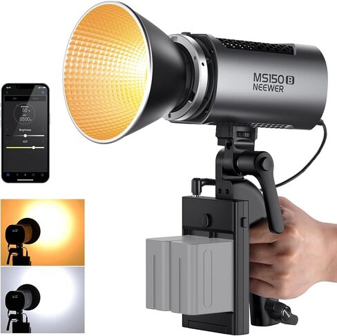 Neewer MS150B 130W BI COLOL LED ضوء الفيديو مع CRS6 Softbox Diffusion Dome ، Mini Cob Plantable Photography Lighting مع التحكم في التطبيق ، إضاءة الإخراج المستمر Bowens Mount in Saudi Arabia