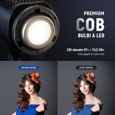 Neewer MS150B 130W BI COLOL LED ضوء الفيديو مع CRS6 Softbox Diffusion Dome ، Mini Cob Plantable Photography Lighting مع التحكم في التطبيق ، إضاءة الإخراج المستمر Bowens Mount in Saudi Arabia