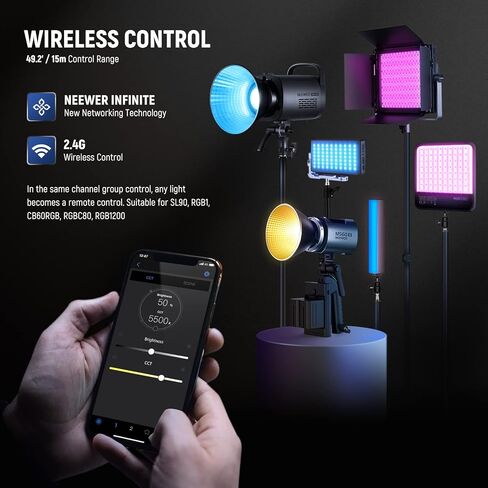 NEEWER MS60B LED Video Light 2.4G/APP Control with CRS6 Softbox Diffusion Dome, 65W Metal Mini Compact COB Continuous Output Lighting Spotlight PWM Dimming, Bowens Mount, Silver in Saudi Arabia