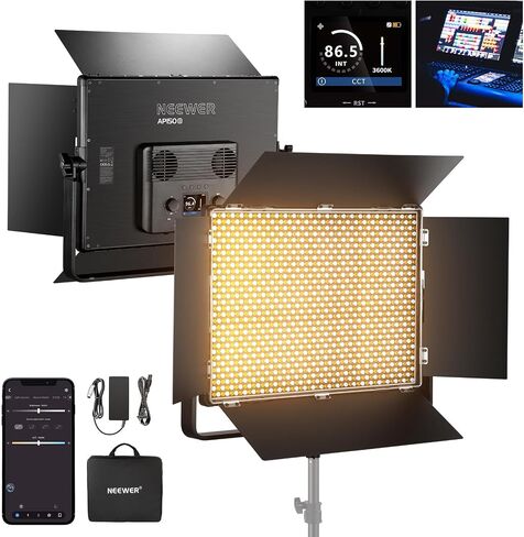 NEEWER AP150B 150W Bi Color LED Panel Video Light Kit, 1440 LEDs 49500Lux@0.5m 2500K-8500K for Pro Studio Photography Recording Stage Lighting with MS60 LED Video Light in Saudi Arabia