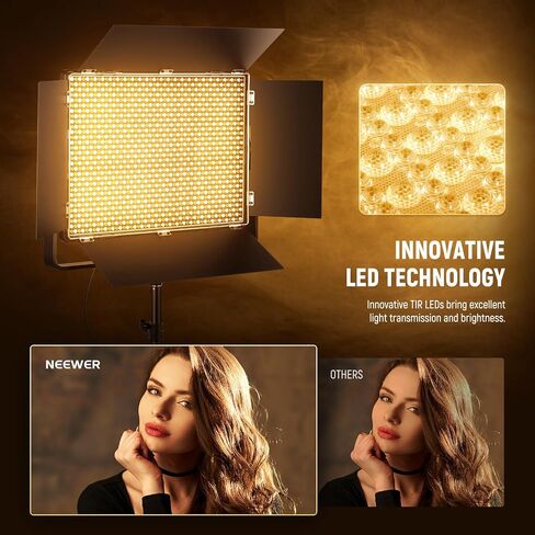 NEEWER AP150B 150W Bi Color LED Panel Video Light Kit, 1440 LEDs 49500Lux@0.5m 2500K-8500K for Pro Studio Photography Recording Stage Lighting with MS60 LED Video Light in Saudi Arabia