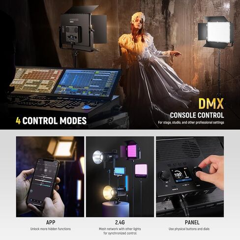 NEEWER AP150B 150W Bi Color LED Panel Video Light Kit, 1440 LEDs 49500Lux@0.5m 2500K-8500K for Pro Studio Photography Recording Stage Lighting with MS60 LED Video Light in Saudi Arabia