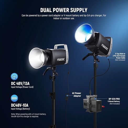 NEEWER Pro 600W RGB LED Video Light APP/2.4G/DMX Control, 2500-7500K 52500lx/1m COB Continuous Output Lighting, CRI95+/TLCI97+ Spotlight with Bag for Studio Photography Recording Streaming, FS600C in Saudi Arabia