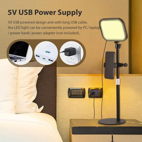 ZJchao Desktop LED Video Light Panel 12W Soft Light Adjustable Stand Phone Holder USB Powered (2-Pack) in Kuwait