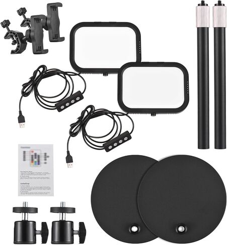 ZJchao Desktop LED Video Light Panel 12W Soft Light Adjustable Stand Phone Holder USB Powered (2-Pack) in Kuwait