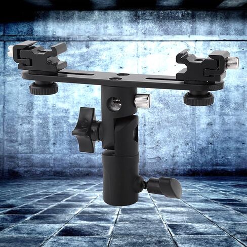 Dual Hot Shoe Bracket, Camera Flash Brackets, Flash Umbrella Holder, Suitable for Most Flash Units in Saudi Arabia