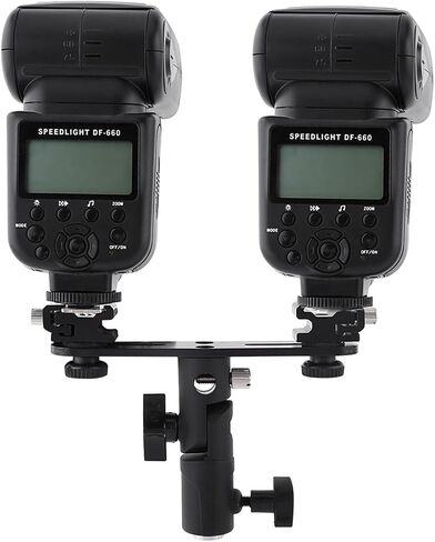 Dual Hot Shoe Bracket, Camera Flash Brackets, Flash Umbrella Holder, Suitable for Most Flash Units in Saudi Arabia