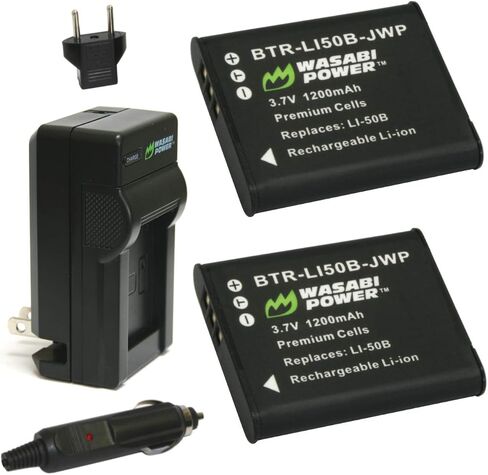 Wasabi Power Battery (2-Pack) and Charger for Olympus LI-50B & Stylus 1030, 9010, SP-800UZ, SP-810UZ, SZ-12, SZ-15, SZ-16 iHS, SZ-20, SZ-30MR, SZ-31MR iHS, Tough 6000, 6020, 8000, 8010 and More in Saudi Arabia